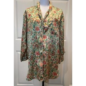 Victorias Secret Womens Vintage Gold Label Sleep Shirt Small Embroidered Silky
